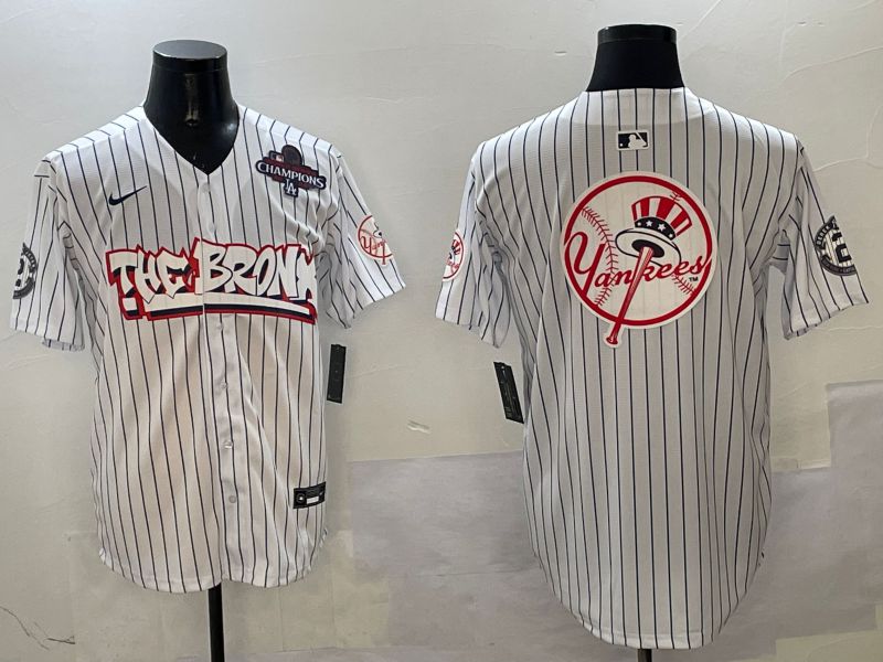 Men New York Yankees Blank White Stripe four generations Joint Name 2025 Nike MLB Jersey style 3